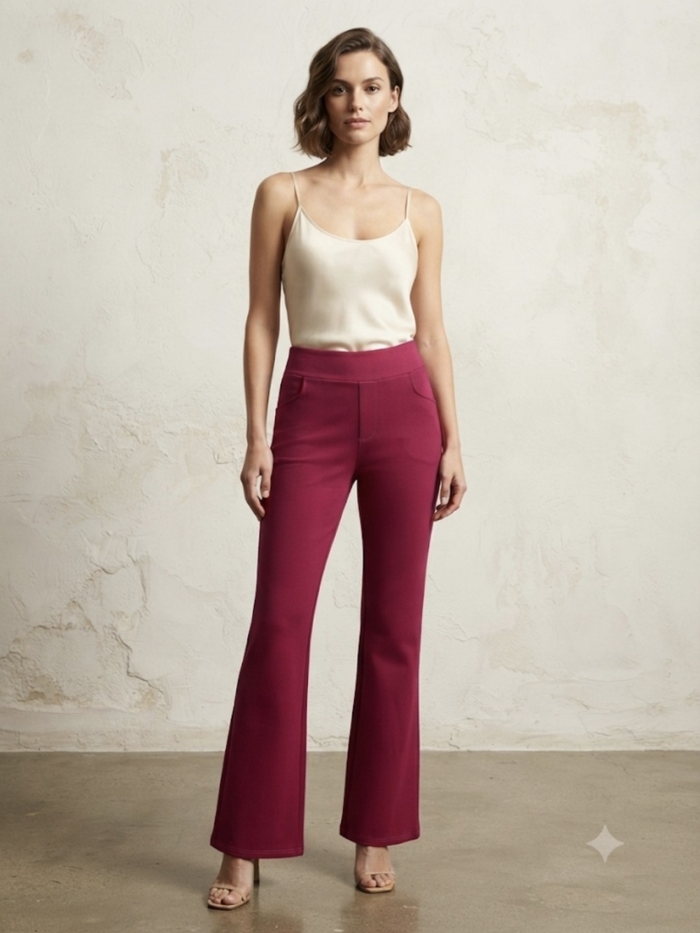 Women's High-Rise Flared Pants in Berry Maze Size Large
